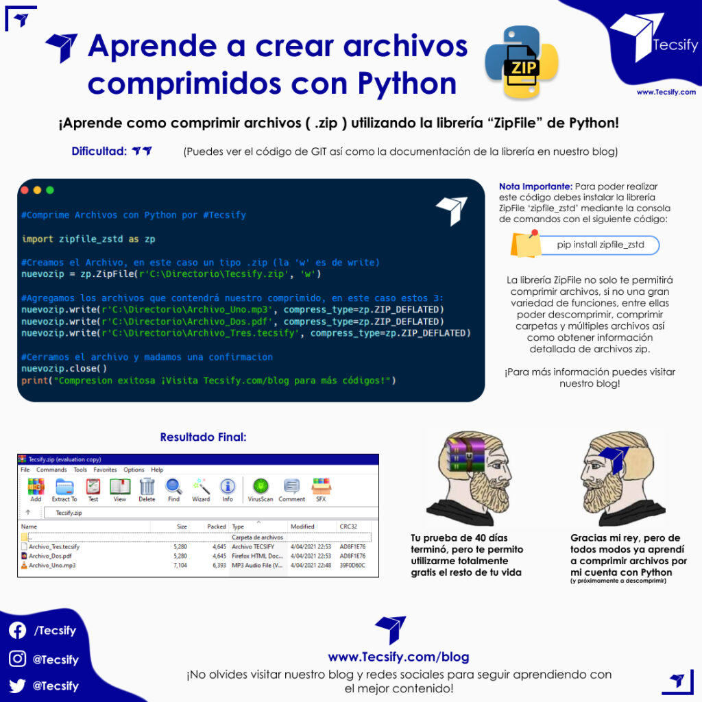 Python: Aprende a crear archivos comprimidos (zip)