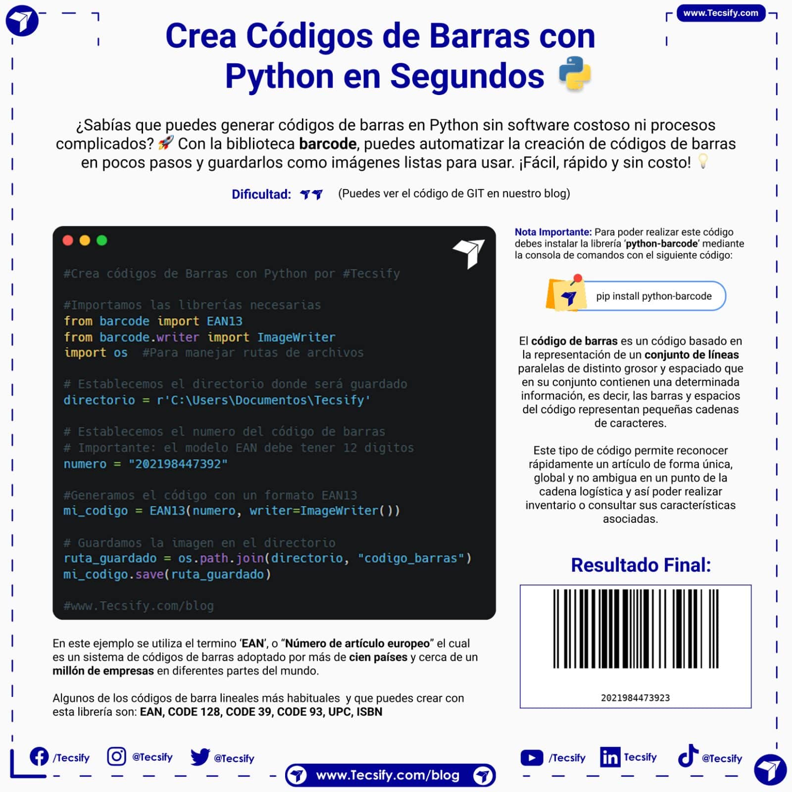 Cómo Crear Códigos de Barras con Python en Segundos | Tecsify Blog